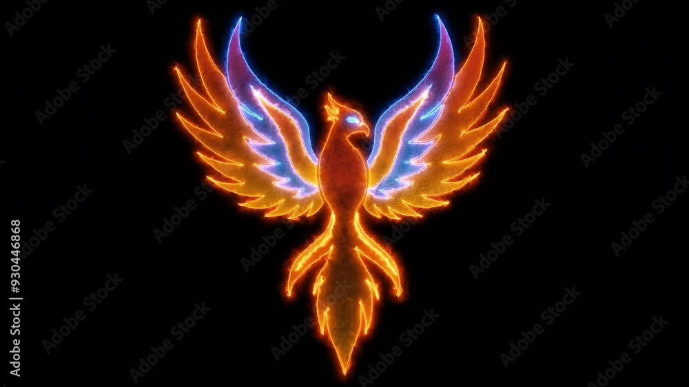 Phoenix Animated Neon Logo - Loop - Overlay Graphic Element
