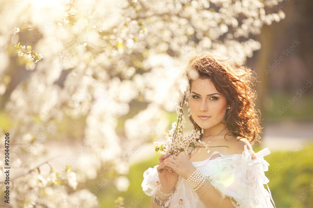 Beautiful bride in blossom garden Beautiful bride in blossom garden