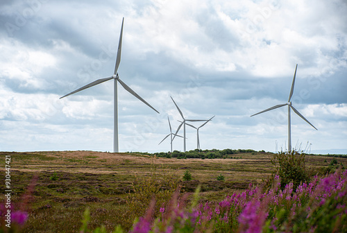 Landscape photography of wind turbine; windmill; wind power; power generation; electricity; industry; decarbonisation; innovation; green energy, Whitelee Windfarm, Scotland