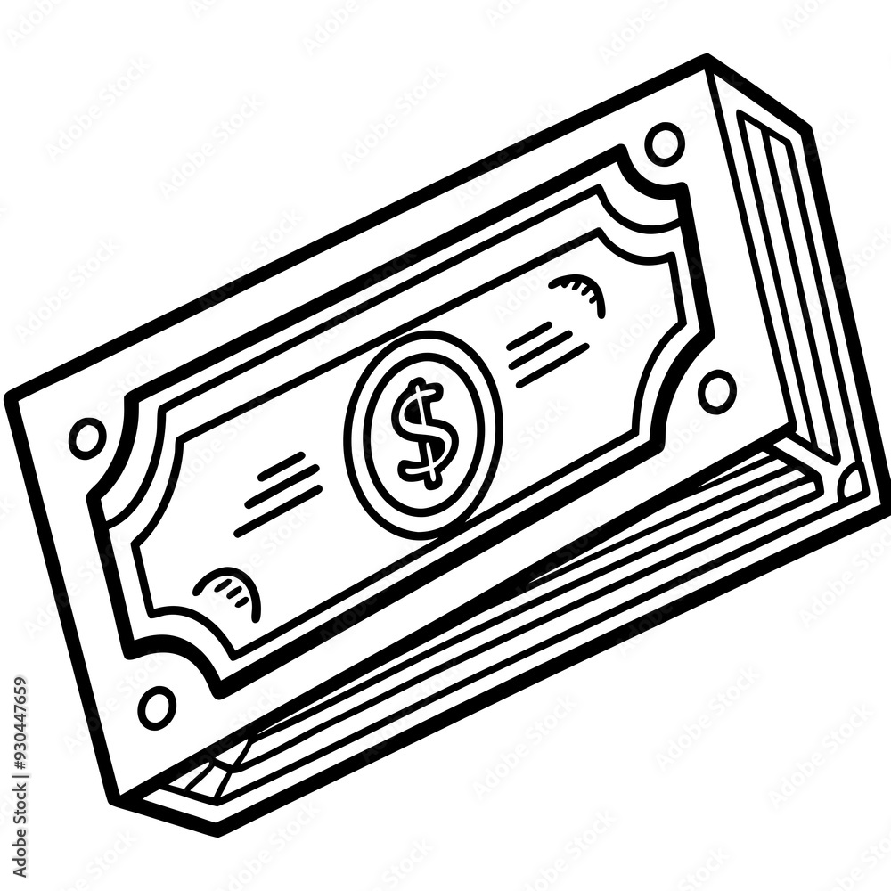 Money note line art vector illustration Money note line art vector illustration