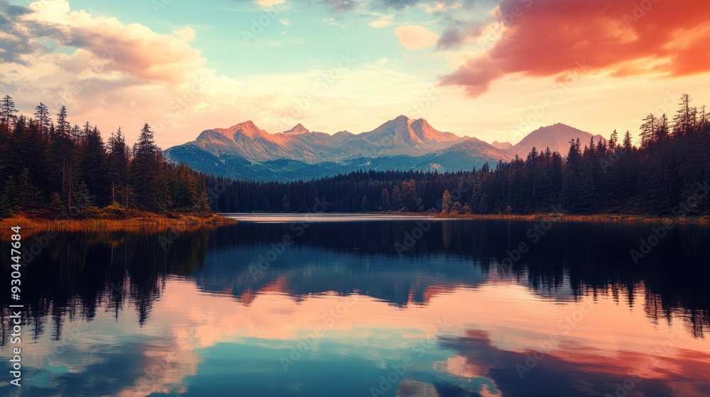 Serene Mountain Lake at Sunset Serene Mountain Lake at Sunset