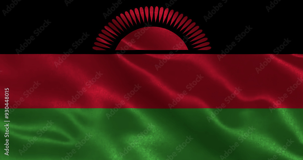 Fototapeta premium National flag of Malwai waving in wind