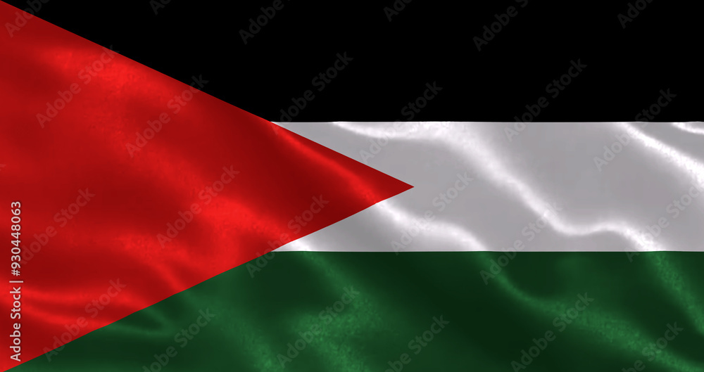 Fototapeta premium National flag of Palestine waving in wind