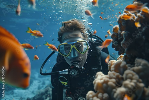 Wallpaper Mural Diving with fish in the ocean Torontodigital.ca