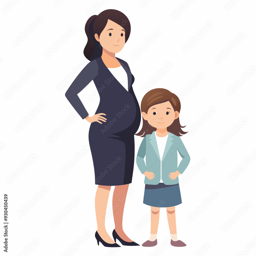 Pregnant mother wearing suit and skirt art vector illustration Pregnant mother wearing suit and skirt art vector illustration