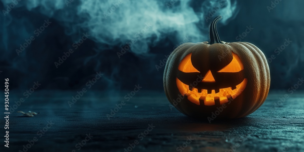 Spooky Halloween Pumpkin with Candles created by ai Spooky Halloween Pumpkin with Candles created by ai