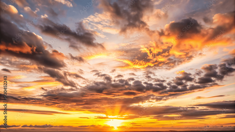 Obraz premium Panoramic sea sunset sky of clouds with beautiful tones on nature