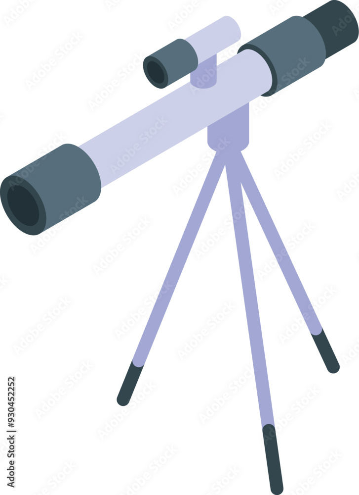 Telescope on tripod is observing distant galaxy in 3d isometric view Telescope on tripod is observing distant galaxy in 3d isometric view