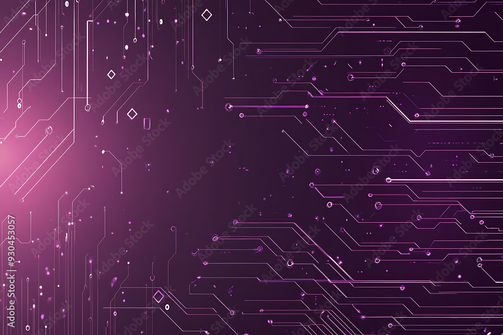 Abstract image of a circuit board with glowing lines and nodes on a pink gradient background. The intricate network of connections creates a modern, tech-inspired visual. Copy space available Abstract image of a circuit board with glowing lines and nodes on a pink gradient background. The intricate network of connections creates a modern, tech-inspired visual. Copy space available