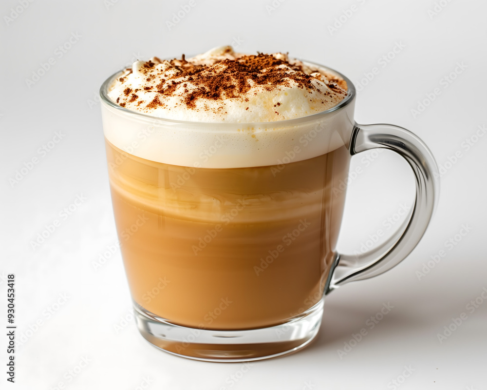 Delicious Layered Cappuccino with Chocolate Shavings in Clear Glass Delicious Layered Cappuccino with Chocolate Shavings in Clear Glass