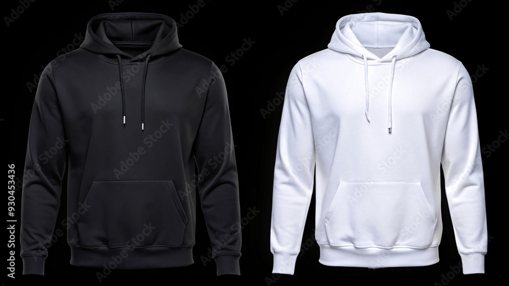 White black hoodie front back mockup. Fashionable template sweatshirt casual clothes with hood cotton vector textile unisex set for sports White black hoodie front back mockup. Fashionable template sweatshirt casual clothes with hood cotton vector textile unisex set for sports