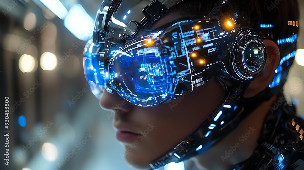 Cybernetic augmentation through human-machine interfaces, visualizing the enhancement of human abilities via advanced interfaces. Cybernetic augmentation through human-machine interfaces, visualizing the enhancement of human abilities via advanced interfaces.