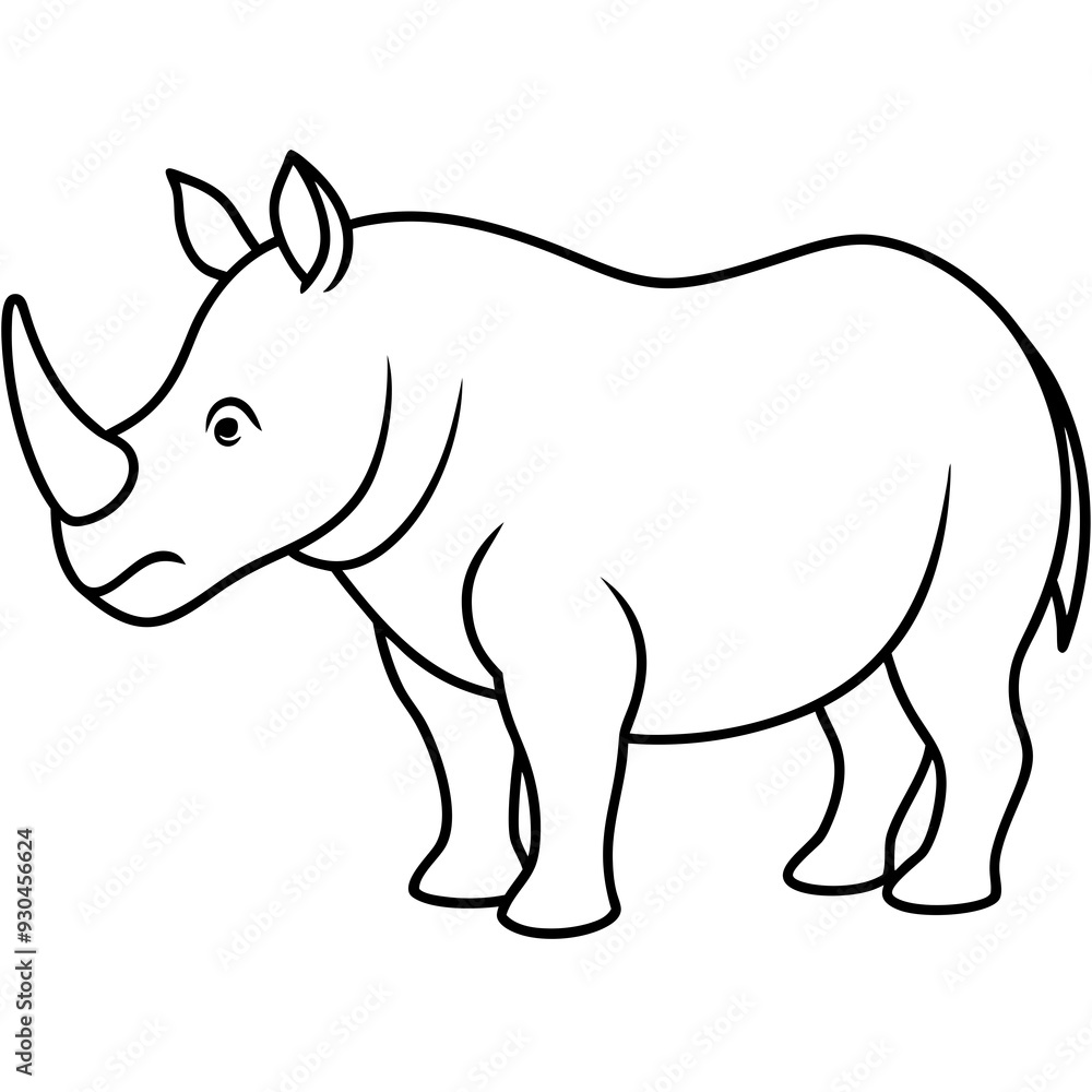 Fototapeta premium Rhinoceros line art vector illustration