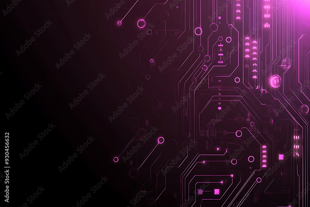 Abstract image of a circuit board with glowing lines and nodes on a pink gradient background. The intricate network of connections creates a modern, tech-inspired visual. Copy space available Abstract image of a circuit board with glowing lines and nodes on a pink gradient background. The intricate network of connections creates a modern, tech-inspired visual. Copy space available