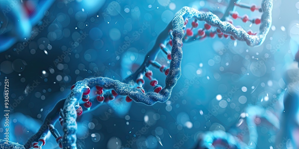 DNA Double Helix in a Blue Abstract Background DNA Double Helix in a Blue Abstract Background