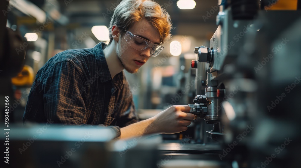 Worker setting up a CNC machine with new tools, highlighting the versatility and adaptaility of CNC technology. Worker setting up a CNC machine with new tools, highlighting the versatility and adaptaility of CNC technology.