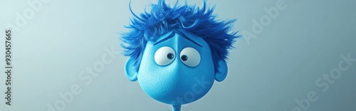 3D Cartoon Character Feeling Blue and Glum photo