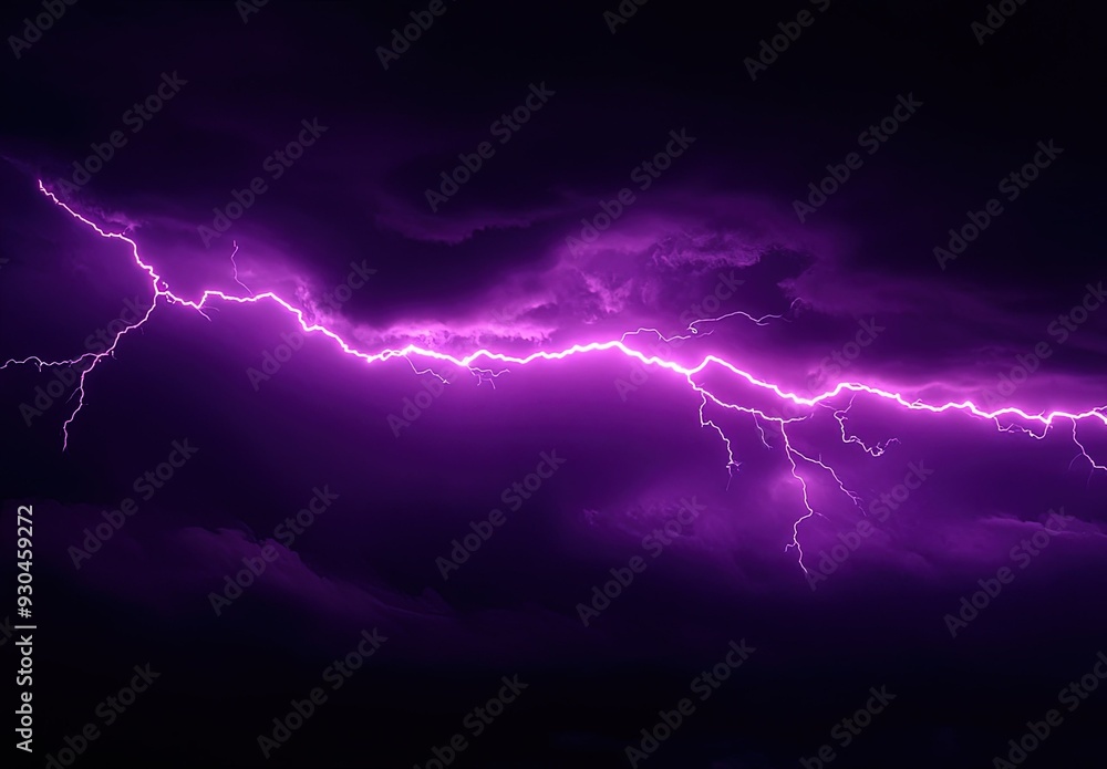 A purple lightning bolt illuminating the sky, with dark clouds in the background. A purple lightning bolt illuminating the sky, with dark clouds in the background.