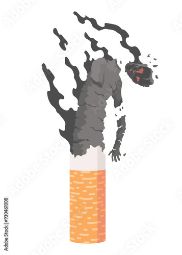 Smoking dangers icon. Awareness about smoking and poison of cigarette. Resulting premature organ damage. Smoking is harmful to human organs