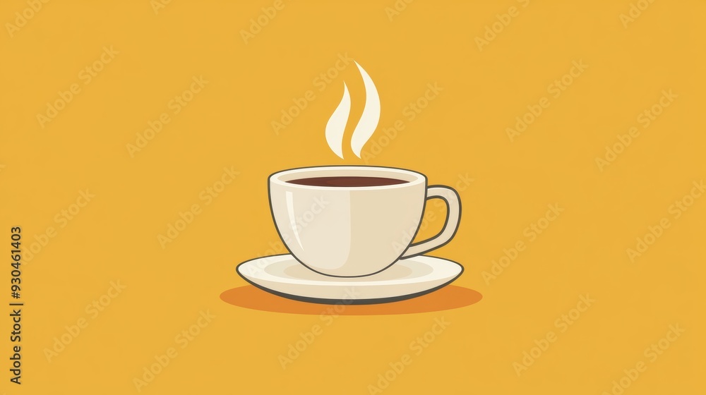 Warm Coffee Cup on Yellow Background Warm Coffee Cup on Yellow Background