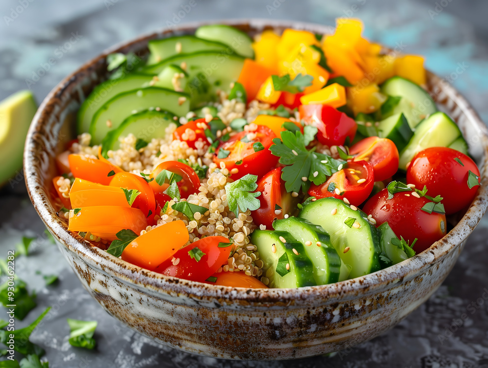 Fresh and Healthy Quinoa Salad with Colorful Vegetables Fresh and Healthy Quinoa Salad with Colorful Vegetables