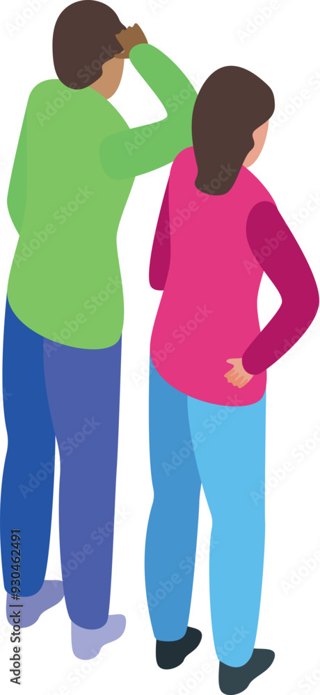 Man and a woman are standing side by side, contemplating their future Man and a woman are standing side by side, contemplating their future