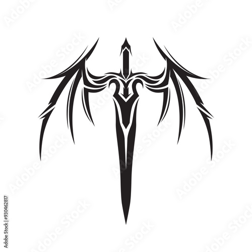 abstract aesthetic monochrome sword tribal tattoo