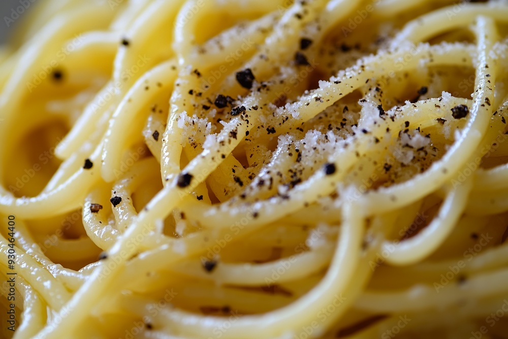 Closeup of delicious spaghetti alla gricia, a traditiona recipe of pasta with guanciale, pecorino and black pepper of roman cuisine, italian pasta, european food. Generative ai Closeup of delicious spaghetti alla gricia, a traditiona recipe of pasta with guanciale, pecorino and black pepper of roman cuisine, italian pasta, european food. Generative ai