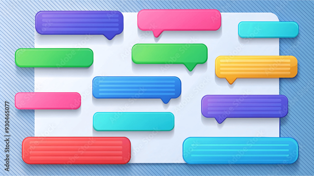 Beautiful 3d render design set of a different chatting sms template bubbles. blank colorful text bubbles Vector illustration Beautiful 3d render design set of a different chatting sms template bubbles. blank colorful text bubbles Vector illustration
