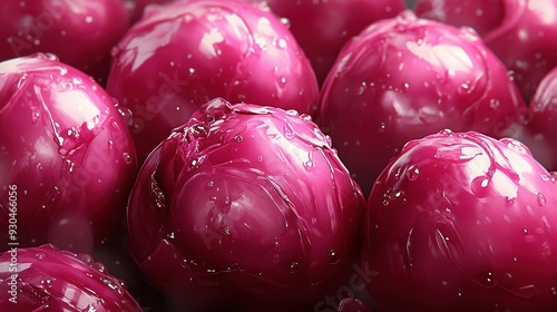 Close-Up of Glazed Purple Vegetables with Water Droplets