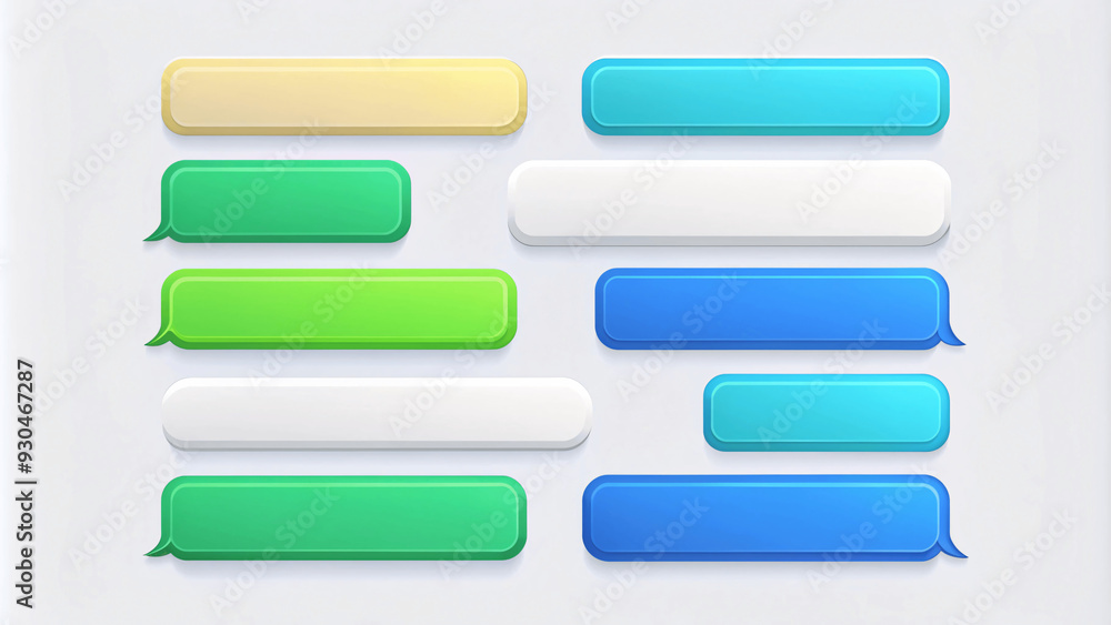 Beautiful 3d render design set of a different chatting sms template bubbles. blank colorful text bubbles Vector illustration Beautiful 3d render design set of a different chatting sms template bubbles. blank colorful text bubbles Vector illustration