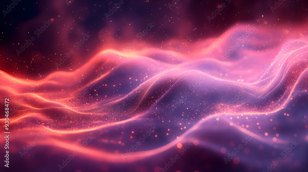 Obraz premium Abstract Particle Wave Background with Glowing Dots and Dynamic Flow