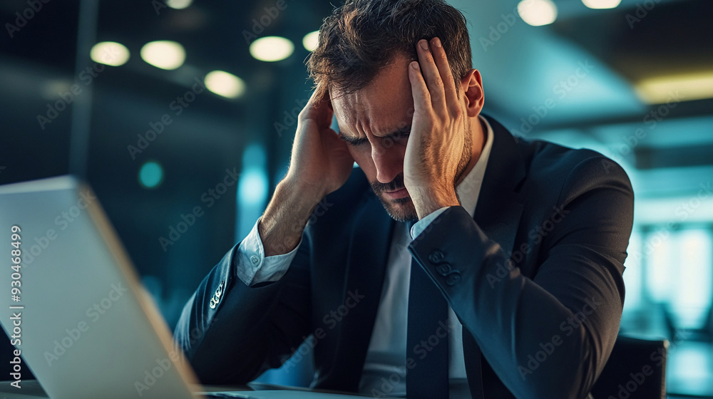 Business leader overwhelmed by economic conditions Business leader overwhelmed by economic conditions