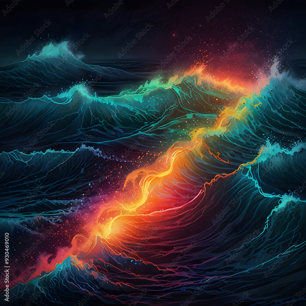 Electric Wave Art with Ocean Vibes Electric Wave Art with Ocean Vibes