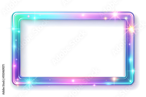 Modern Holographic Digital Frame with Illuminated Borders on Glossy White Surface - Innovative Fusion of Technology and Aesthetics | Flat Vector Illustration in Smart Business Tone