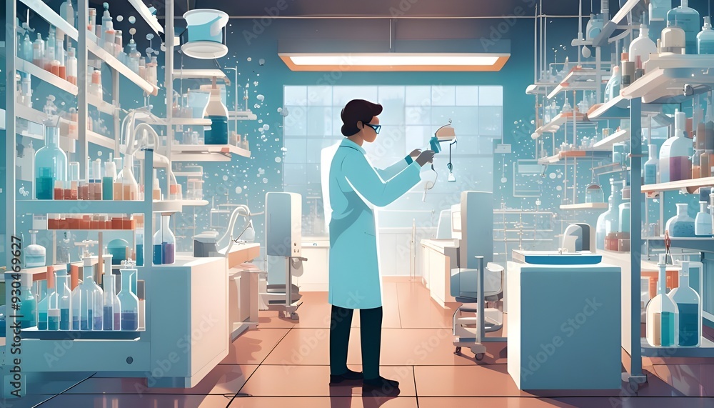 Fototapeta premium A detailed illustration of a pharmaceutical development process