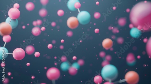 Wallpaper Mural Colorful Molecule Model Abstract Background in Dark Gradient with Floating Spheres and Atoms in Pink, Blue, and Orange for Scientific Research, Educational Materials, and Technology Design Torontodigital.ca