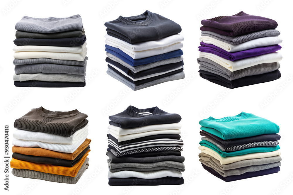 Pile of Folded Blank Tee Shirts and Sweaters on Transparent Background – High-Quality PNG Pile of Folded Blank Tee Shirts and Sweaters on Transparent Background – High-Quality PNG