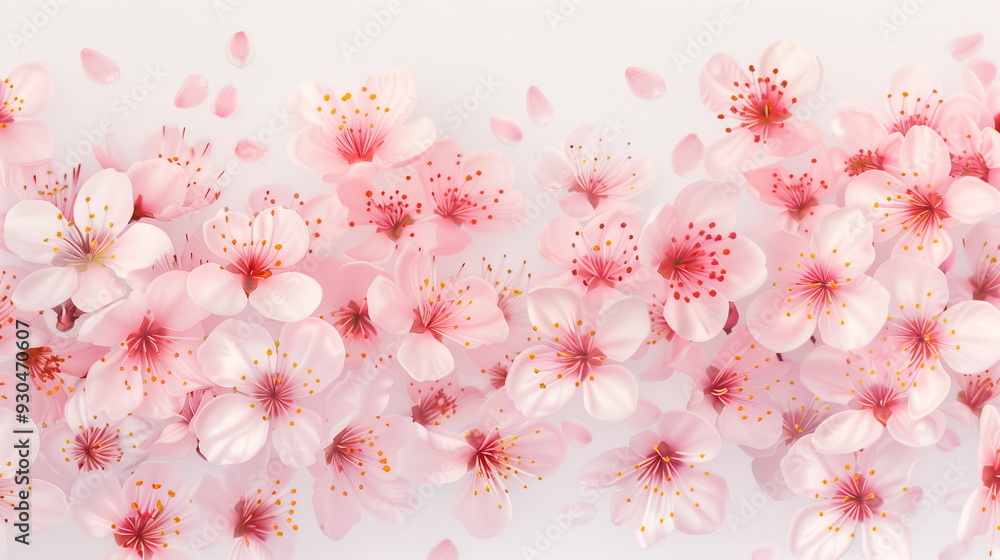 Beautiful Spring Cherry Blossom Flowers Isolated on White Background, Pink Floral Arrangement, Romantic Blush Petals, Japanese Sakura Blooming, Seasonal Nature, Botanical Art Beautiful Spring Cherry Blossom Flowers Isolated on White Background, Pink Floral Arrangement, Romantic Blush Petals, Japanese Sakura Blooming, Seasonal Nature, Botanical Art