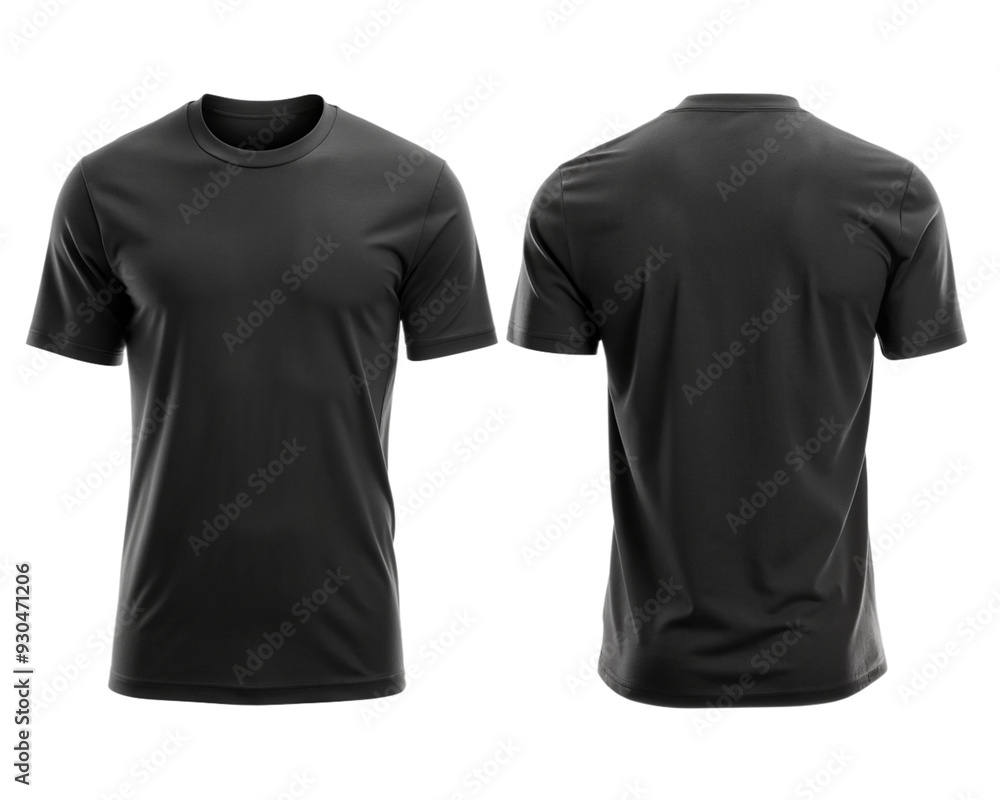 Round Neck Tee T-Shirt Front, Back, and Side Views on Transparent Background – High-Quality PNG Round Neck Tee T-Shirt Front, Back, and Side Views on Transparent Background – High-Quality PNG