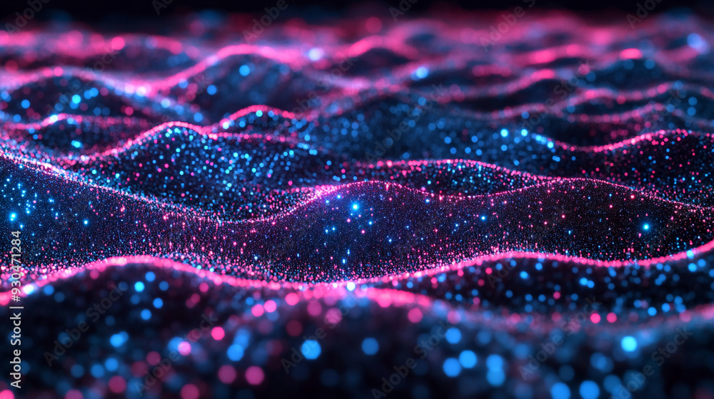 Digital terrain of glowing interconnected data points digital Digital terrain of glowing interconnected data points digital