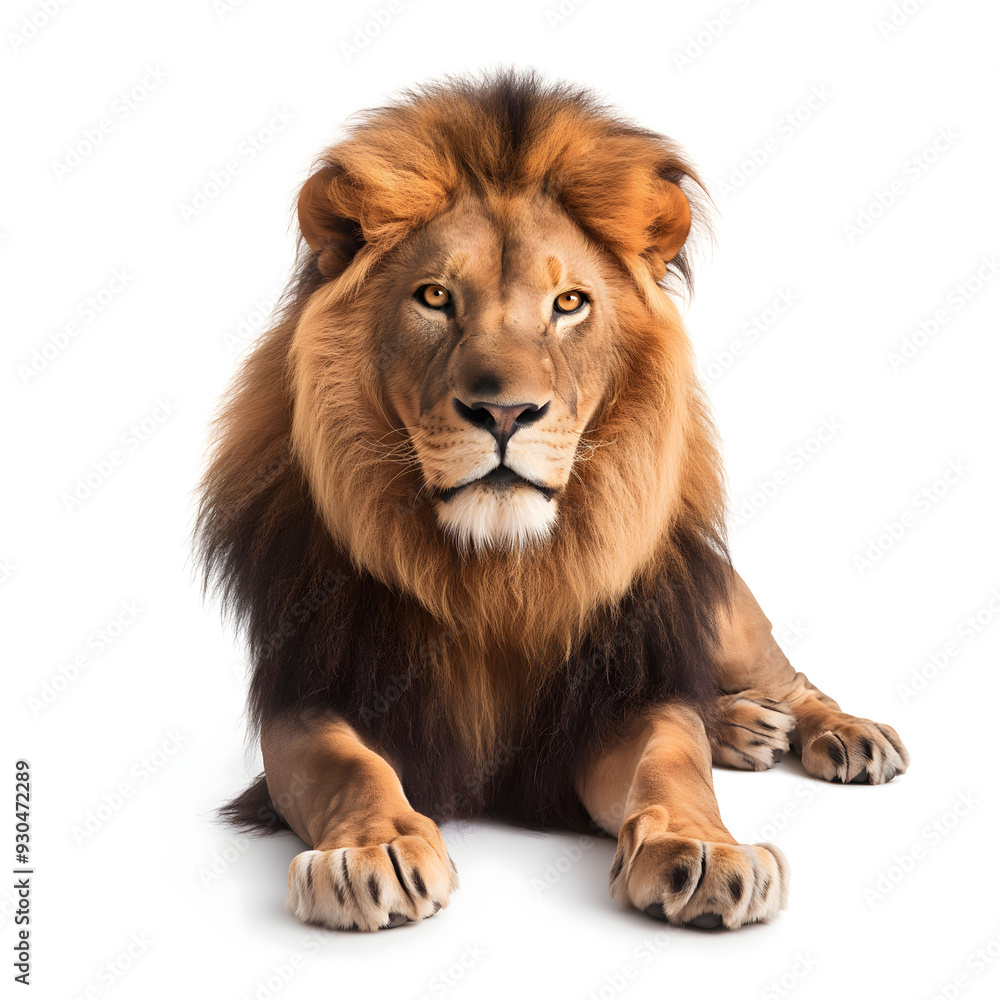 Majestic Lion Portrait with a White Background Majestic Lion Portrait with a White Background