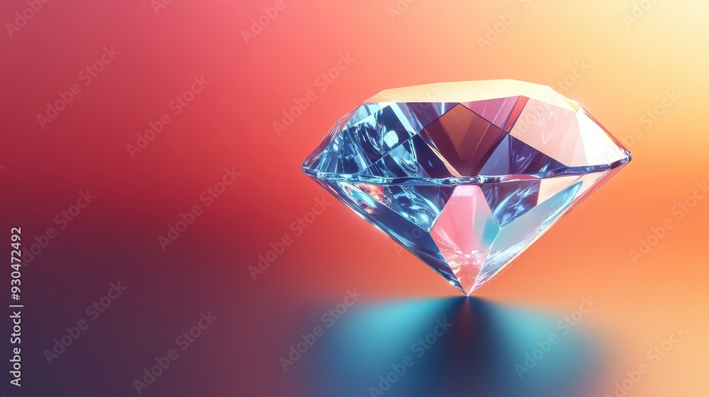 A single abstract diamond with sharp, clean lines and glowing edges, set against a smooth gradient background with copy space for text. A single abstract diamond with sharp, clean lines and glowing edges, set against a smooth gradient background with copy space for text.
