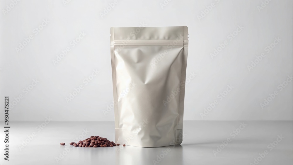 Blank coffee pouch mockup in isolated white background for packaging product showcase Blank coffee pouch mockup in isolated white background for packaging product showcase