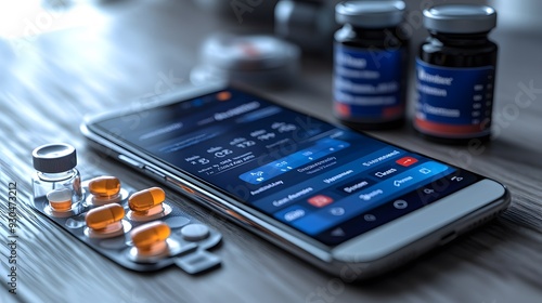 3D vector illustration of a diabetes care app on a smartphone, symbolizing tech-driven diabetes management. photo