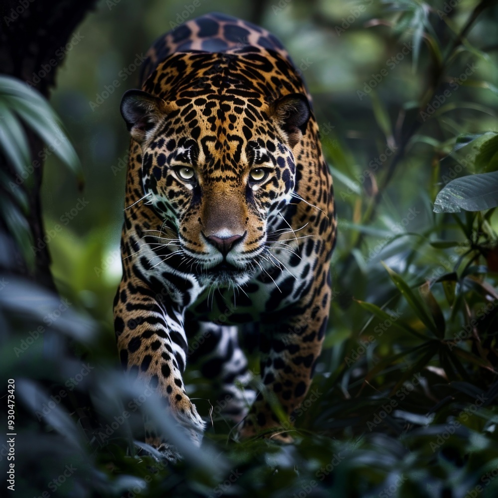 Obraz premium A Jaguar in Amazon rain forest.