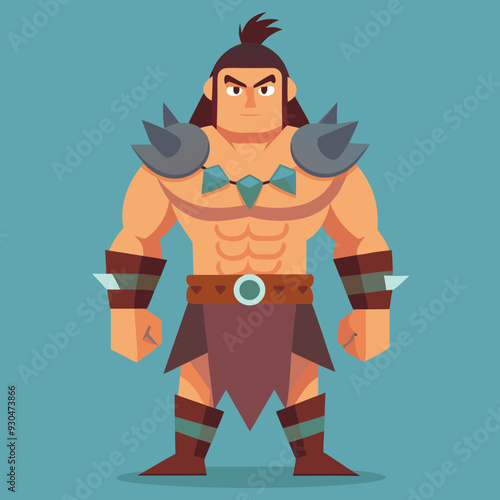 cartoon  illustration of barbarian