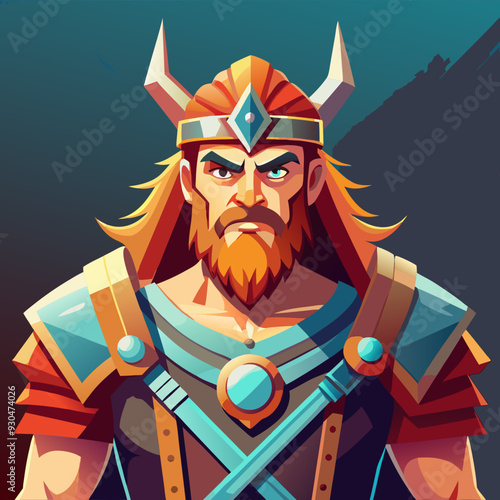 cartoon  illustration of barbarian