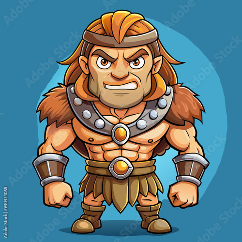 cartoon  illustration of barbarian