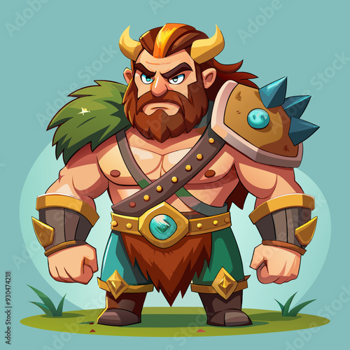 cartoon  illustration of barbarian